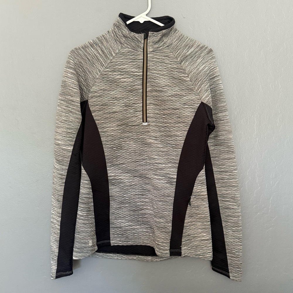 Athleta Gray and Black Quarter-Zip Athletic Jacket